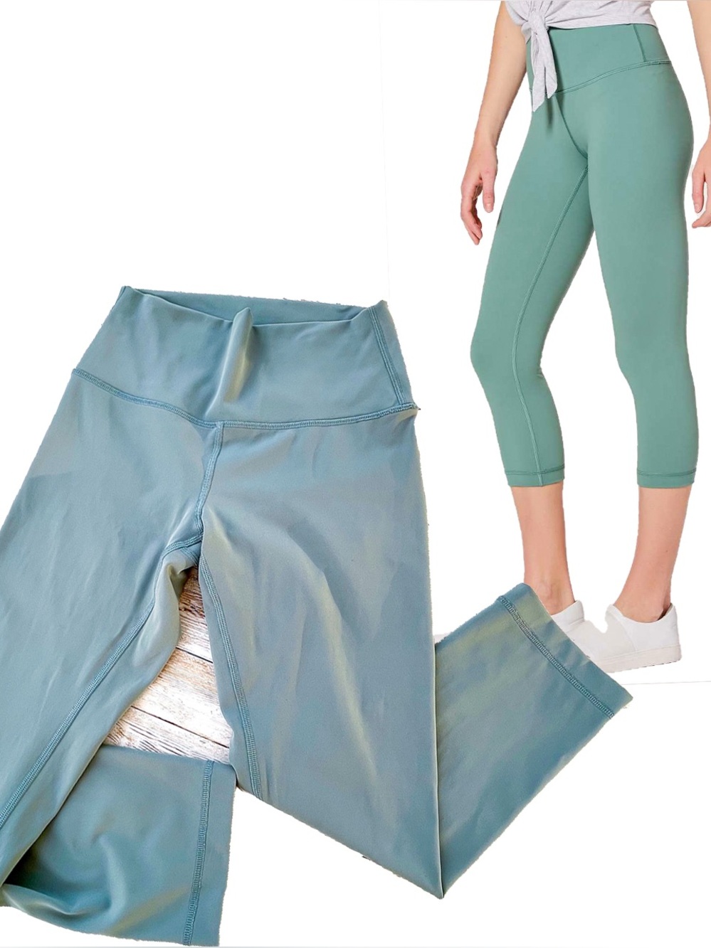 Lululemon HR Crop 21” Legging Wunder Luxtreme Yoga Gym Run Green Celadon Size 6
